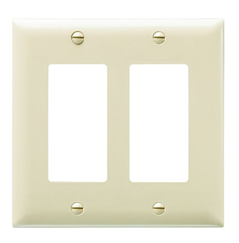 Wattstopper TP262ICC30 Thermoplastic 2-Gang Decorator Wall Plate, Ivory