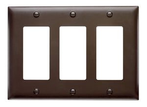 Wattstopper TP263 Thermoplastic 3-Gang Decorator Wall Plate, Brown