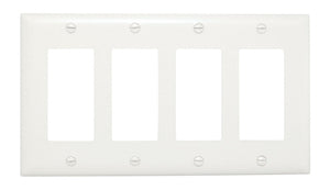 Wattstopper TP264W Thermoplastic 4-Gang Decorator Wall Plate, White