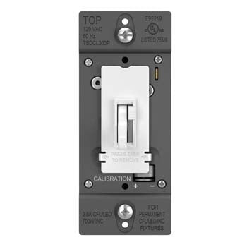 Wattstopper TSDCL303PW 700W Single Pole/ 3-Way LED/CFL/Incandescent Toggle Slide Dimmer, White