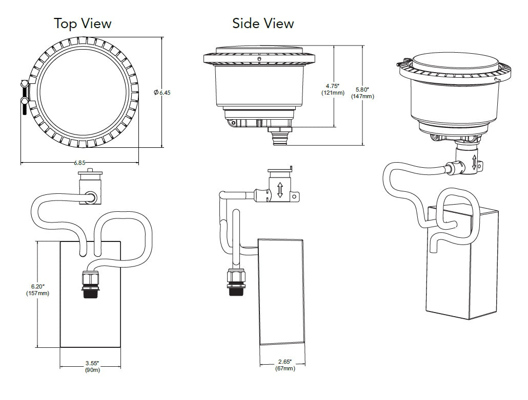 Hydrel RFM94 LED P3 30k MVOLT FL FLC RK90 Flow-Through In-Grade Retrofit for 9" M9400C models
