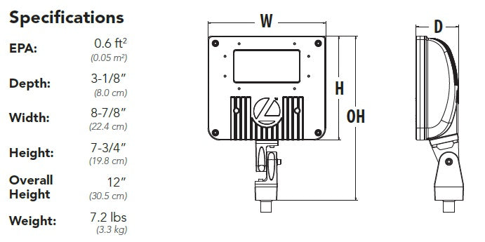 Lithonia DSXF1 LED P1 30K MFL MVOLT FV THK DBLXD D-Series Size 1 LED Floodlight, P1 Performance Package, 3000K Color Temperature, Medium Flood Distribution, 120-277V, Full Visor, Knuckle Mount, Black