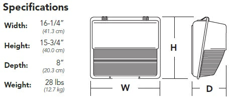 Lithonia TWH LED ALO 50K T3M 480 PER DDBXD 16-78W Wallpack LED Light, 1910-9214 Lumens, 5000K, Type III Medium Distribution, 480V, NEMA Twist-Lock Receptacle Only, Dark Bronze