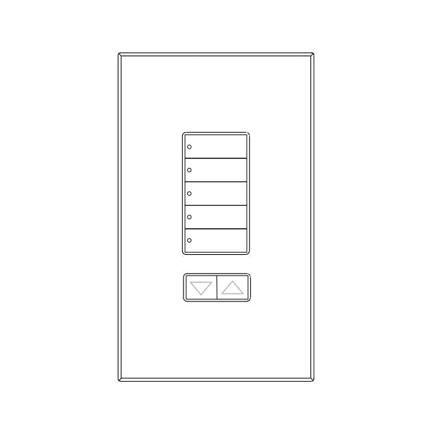 Lutron LFGR-W6BRLN-CWH Architectural Non-Insert Style seeTouch Glass 6 Button with Raise/Lower Wallplate in Clear Glass with White Paint