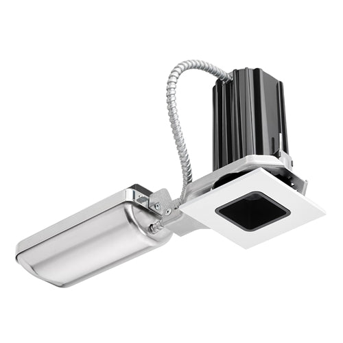 Juno Recessed Lighting 2SQ-830S1-BWH 2" LED Square Downlight Cone 3000K 80CRI, Spot Beam, 120V only, Black Reflector, White Trim Ring