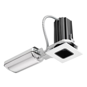 Juno Recessed Lighting 2SQ-830S1-BWH 2" LED Square Downlight Cone 3000K 80CRI, Spot Beam, 120V only, Black Reflector, White Trim Ring