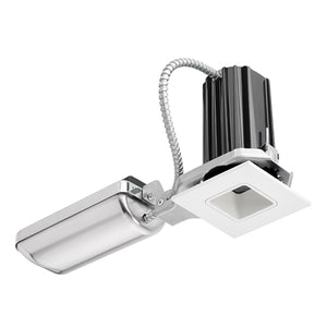 Juno Recessed Lighting 2SQ-835F1-WWH 2" LED Square Downlight Cone 3500K 80CRI, Flood Beam, 120V only, White Reflector, White Trim Ring