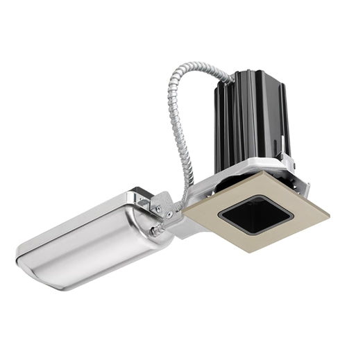 Juno Recessed Lighting 2SQ-835FU-BSN 2" LED Square Downlight Cone 3500K 80CRI, Flood Beam, 120-277V, Black Reflector, Satin Nickel Trim Ring
