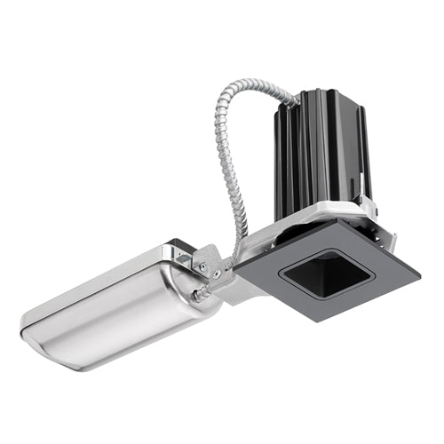 Juno Recessed Lighting 2SQ-930FU-BBL 2" LED Square Downlight Cone 3000K 90CRI, Flood Beam, 120-277V, Black Reflector, Black Trim Ring