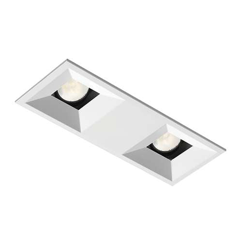 Juno Aculux 2SQ2ABV BD WHSF WET Recessed Lighting 2" 2 Heads LED Regressed Lensed Pinhole Self Flanged Trim, White Finish