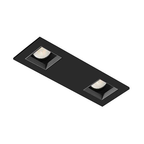 Juno Aculux 2SQ2APIN BD BLFM WET Recessed Lighting 2" 2 Heads LED Adjustable Lensed Pinhole Flush Mount Trim, Black Finish