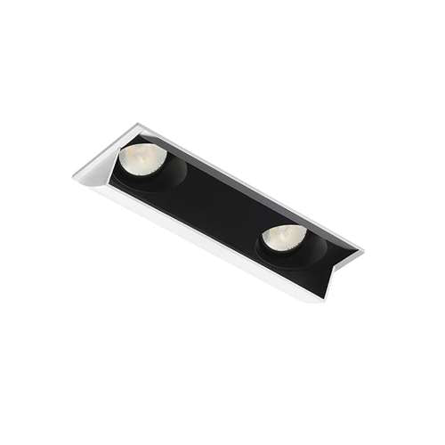 Juno Aculux 2SQ2ASC BD WHFM Recessed Lighting 2" 2 Heads LED Adjustable Scoop Flush Mount Trim, White Finish