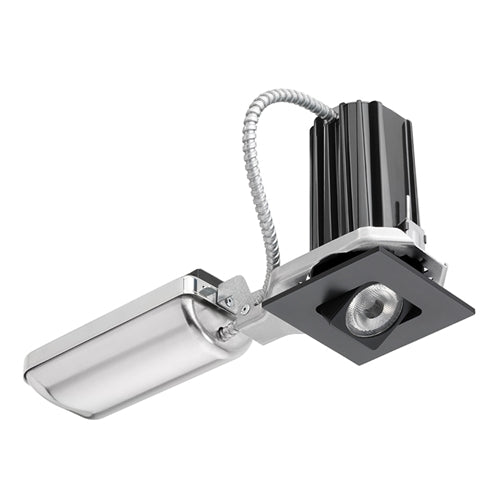 Juno Recessed Lighting 2SQA-835FU-BL 2" LED Square Adjustable 3500K 80CRI, Flood Beam, 120-277V, Black Finish
