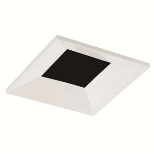 Juno Aculux  2SQABV BD WHFM WET Recessed Lighting 2" LED Square Adjustable Regressed Beveled Pinhole, Lensed, Black Haze Reflector, White Flush Mount Trim
