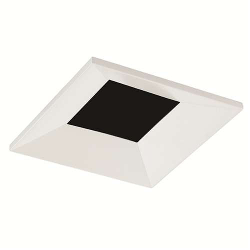 Juno Aculux  2SQABV BD WHFM WET Recessed Lighting 2" LED Square Adjustable Regressed Beveled Pinhole, Lensed, Black Haze Reflector, White Flush Mount Trim