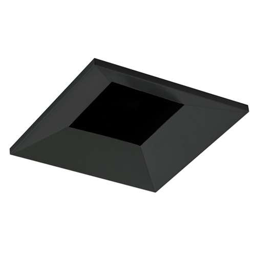 Juno Aculux 2SQDBV BD BLFM WET Recessed Lighting 2" LED Square Regressed Beveled Pinhole, Lensed, Black Haze Reflector, Black Flush Mount Trim