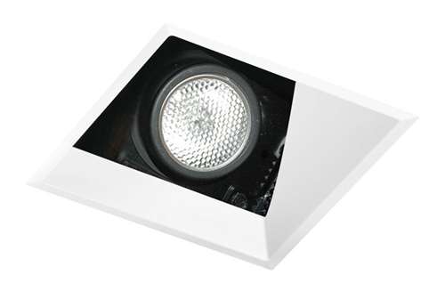 Juno Aculux 3SQA W FM Recessed Lighting 3-1/4" Line Voltage, Low Voltage, LED Square Angle Cut Reflector Flush Mount Square Downlight, White Trim
