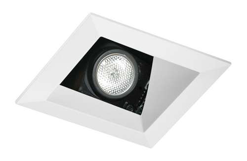 Juno Aculux 3SQA W SF Recessed Lighting 3-1/4" Line Voltage, Low Voltage, LED Square Angle Cut Reflector Self Flanged Square Downlight, White Trim