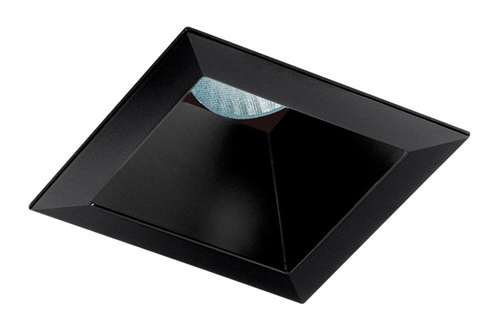 Juno Aculux 3SQDPIN BS BLFM Recessed Lighting 3-1/4" Line Voltage, Low Voltage, LED Square Downlight, 1-1/4" Pinhole Black Alzak Reflector, Flush Mount Black Trim