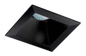 Juno Aculux 3SQDPIN BS BLFM Recessed Lighting 3-1/4" Line Voltage, Low Voltage, LED Square Downlight, 1-1/4" Pinhole Black Alzak Reflector, Flush Mount Black Trim