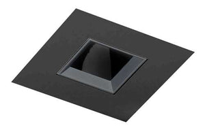 Juno Aculux 3SQDPIN BS BLFM WET Recessed Lighting 3-1/4" Line Voltage, Low Voltage, LED Square Downlight Pinhole Flush Mount, Black Alzak Reflector, Black Trim