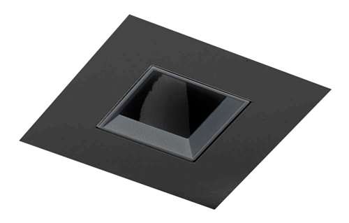 Juno Aculux 3SQDPIN BS BLFM WET Recessed Lighting 3-1/4" Line Voltage, Low Voltage, LED Square Downlight Pinhole Flush Mount, Black Alzak Reflector, Black Trim