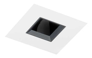 Juno Aculux 3SQDPIN BS WHFM WET Recessed Lighting 3-1/4" Line Voltage, Low Voltage, LED Square Downlight Pinhole Flush Mount, Black Alzak Reflector, White Trim