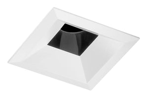 Juno Aculux Recessed Lighting 4301SQ-WH 3-1/4" Line Voltage, Low Voltage, LED Square Downlight Adjustable Regressed Pinhole, Black Alzak Reflector, White Trim