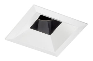 Juno Aculux Recessed Lighting 4307SQ-WH 3-1/4" Line Voltage, Low Voltage, LED Square Downlight Regressed, 1-1/4" Pinhole Black Alzak Reflector, White Trim