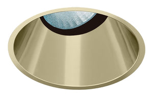 Juno Aculux Recessed Lighting 430NG-FM 3-1/4" Line Voltage, Low Voltage, LED Downlight 20 Degree Angle Cut Lensed, Gold Alzak Reflector, Flush Mount Trim