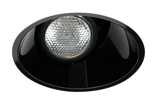 Juno Aculux Recessed Lighting 431NB-FM (3AC BS FM WET) 3-1/4" Line Voltage, Low Voltage, LED Downlight Angle Cut Lensed, Black Alzak Reflector, Flush Mount Trim