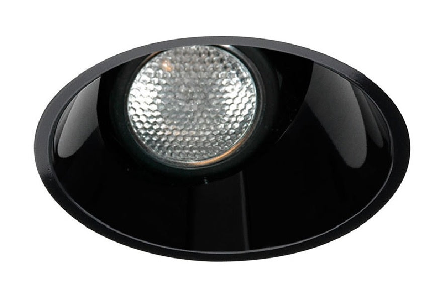 Juno Aculux Recessed Lighting 431NB-SF (3AC BS SF WET) 3-1/4" Line Voltage, Low Voltage, LED Downlight Angle Cut Lensed, Black Alzak Reflector, Self Flanged Trim
