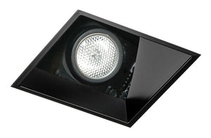 Juno Aculux Recessed Lighting 431SQBHZ-FM 3-1/4" Line Voltage, Low Voltage, LED Square Downlight Angle Cut Lensed Reflector Flush Mount, Black Haze Trim