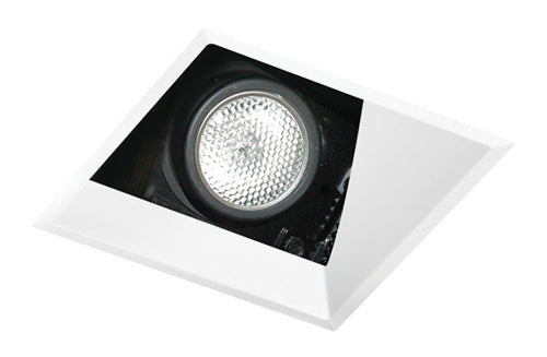 Juno Aculux Recessed Lighting 431SQW-FM 3-1/4" Line Voltage, Low Voltage, LED Square Downlight Angle Cut Lensed Reflector Flush Mount, White Trim