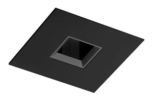 Juno Aculux Recessed Lighting 433SQ-BL-FM 3-1/4" Line Voltage, Low Voltage, LED Square Downlight Adjustable Pinhole Flush Mount, Black Alzak Reflector, Black Trim