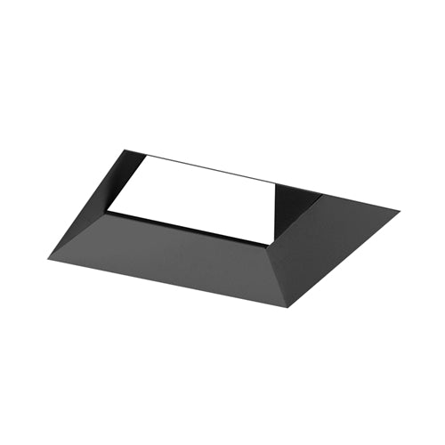 Juno Aculux Recessed Lighting 5308SQBHZ-BL-FM (4SQABV BD BLFM) 4 inch LED Square Adjustable Bevel Trim, Flush Mount, Black Trim
