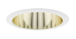 Juno Aculux Recessed Lighting 727G-WH 7" Line Voltage Deep Downlight Cone, Gold Alzak Reflector, White Trim