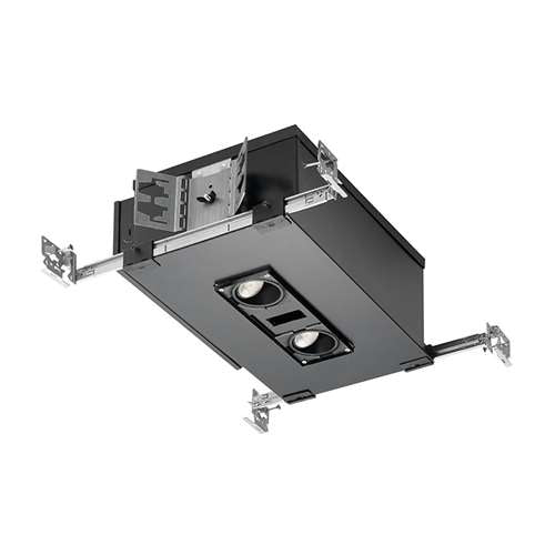 Juno Aculux AX2SQ 2A 08LM 40K 80CRI 18D ZT MVOLT ICAT Recessed Lighting 2 inch 2 Heads LED New Construction IC Square Adjustable Housing 800 Lumens, 4000K Color Temperature, 80 CRI, Spot Beam, 120-277V 0-10V Dimmable Light