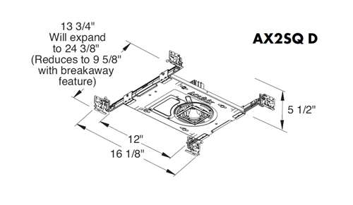 Juno Aculux AX2SQ D 12LM 27K 80CRI 45D ZT MVOLT CP ICAT Recessed Lighting 2 inch LED New Construction IC Square Housing 1200 Lumens, 2700K Color Temperature, 80 CRI, Wide Flood Beam, 120-277V 0-10V Dimmable Light