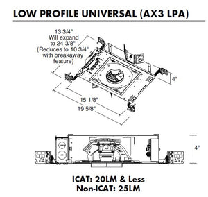 Juno Aculux AX3 LPA 15LM 27K 90CRI 12D ECOS2 120 ICAT Recessed Lighting 3 inch Low Profile IC LED New Construction Adjustable Housing, 1500 Lumens, 2700K Color Temperature, 90 CRI, 12 Degree Spot, Lutron Hi-Lume A Series 2-Wire, 120V