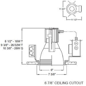 Juno Aculux Recessed Lighting CV6-126-32T-DB120 6" Vertical 26 Watts or 32 Watts Triple Tube CFL Downlight, with 120V Dimming Ballast