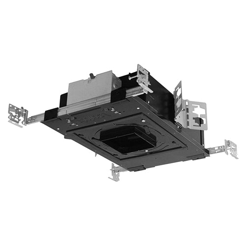 Juno Aculux Recessed Lighting IC408LPSQ-835-S-A Low Profile 3-1/4 inch LED New Construction Square Adjustable IC Housing, 800 Lumens, 3500K Color Temperature, 80 CRI, Spot Beam, 120-277V, DALI Dimming