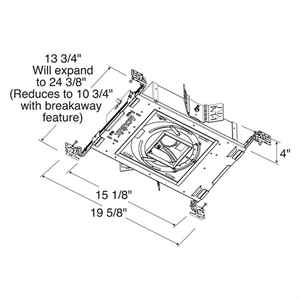 Juno Aculux Recessed Lighting IC412LPSQ-835-W-A Low Profile 3-1/4 inch LED New Construction Square Adjustable IC Housing, 1200 Lumens, 3500K Color Temperature, 80 CRI, Wide Flood Beam, 120-277V, DALI Dimming