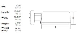 Lithonia KAD LED 20C 1000 50K R4 120 SPUMBAK04 DDBXD 73W LED Contour Soft Square Area Light, 20 LEDs, 1000mA, 5000K, Type IV Distribution, 120V, 4" Arm Square Area Light Pole Adaptor, Dark Bronze