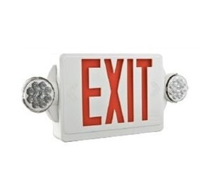 Lithonia LHQM LED R HO Two 1.5W / 9.6V Quantum LED Exit-Unit Combo, White Housing, Red Letter, High-Output Ni-Cad Battery