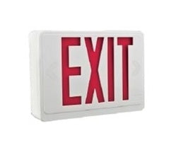 Lithonia LHQM LED R HO R0 Two 1.5W / 9.6V Quantum LED Exit-Unit Combo, White Housing, Red Letter, High-Output Option, Less Lamp Heads