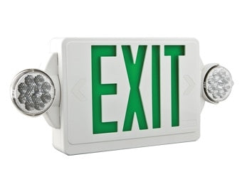 Lithonia LHQM LED G Two 1.5W / 9.6V Quantum LED Exit-Unit Combo, White Housing, Green Letter