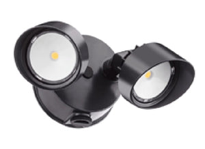 Lithonia OLF 2RH 40K 120 PE BZ 25W LED Outdoor Security Floodlight, 2 Round Heads, 4000K Color Temperature, 120 Volts, Dusk-to-Dawn Photocell, Bronze Finish