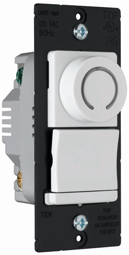 Wattstopper DR703PVW 700W Incandescent Single Pole/3-Way with Pilot Light, Preset Rotary Dimmer, White