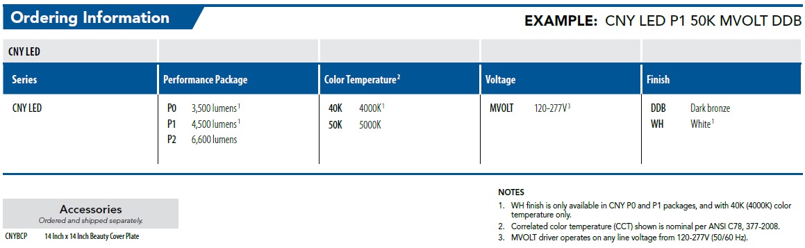 Lithonia CNY LED P2 50K MVOLT DDB M4 128W LED Canopy, 6000 Lumens, 5000K  Color Temperature, 120-277V, Dark Bronze